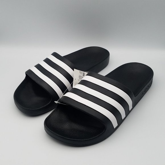 NEW Women's 11 (Men's 10) Adidas Adilette Aqua Slides in Black - Picture 1 of 8